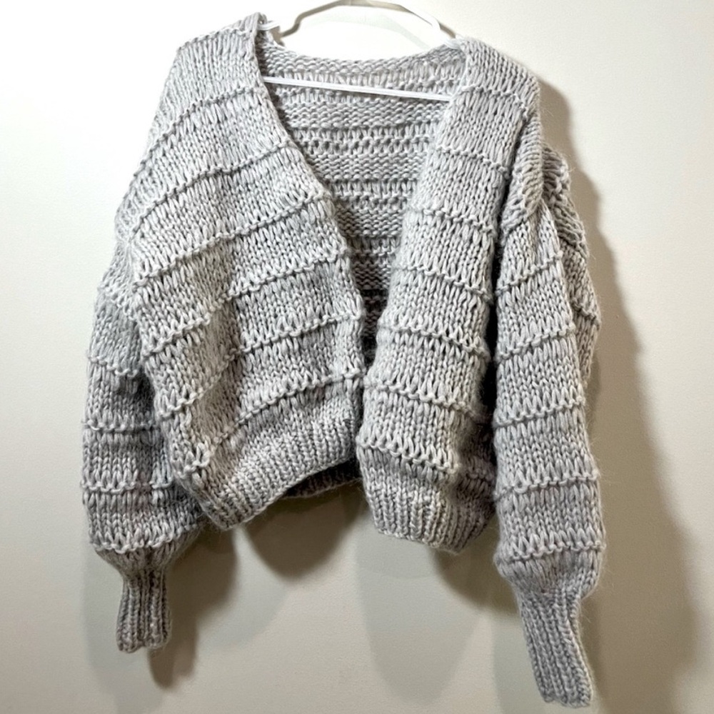 Handmade Light Gray Mohair Cardigan